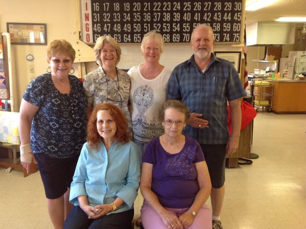 From left to right - Suzi Collins, President,  Lenita Blake, Vice President,  Jeanne Heaton, Secretary, and Bob Heaton, Treasurer.
Members at large are from left, Valerie Taylor-Crow and Joyce Beeney.  Not pictured were Donna Strasser and Evelyn Jennings.