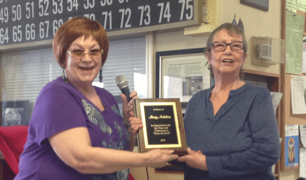 A plaque to honor Margy Nickelson for all the work she put into the Center and especially to "Raise the Roof".